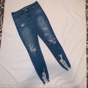 High Rise American Eagle Ripped Jeans